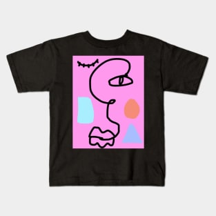 Face Line Abstract Art Pattern Kids T-Shirt